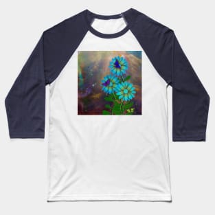 Blue flowers and butterflies Baseball T-Shirt